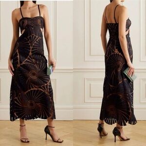 Jonathan Simkhai Jamie Cutout Guipure Midi Dress UK‎ 12 US 8